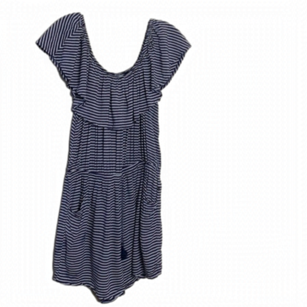 La Vie en Rose Aqua navy and white shorts romper